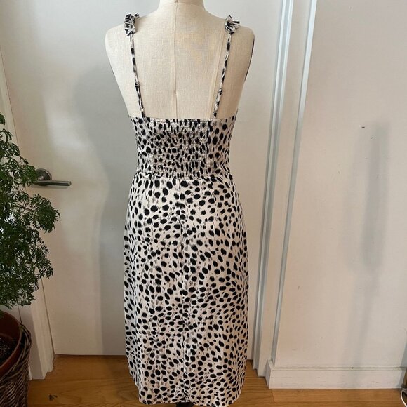 LUCY PARIS Sierra Leopard Animal Print Ruffle Strap V-Neck Midi Dress Size X Sma - Picture 3 of 8